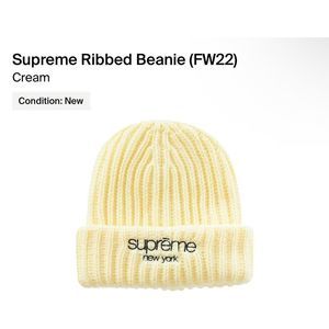 Supreme Ribbed Beanie (FW22) “Cream”